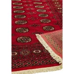 Covor rosu din lana lucrat manual traditional model floral Bokhara Red 7 mm 60x180 cm BOKR060180REDD