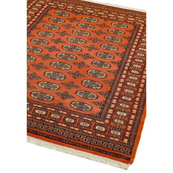 Covor din lana lucrat manual traditional model floral Bokhara Rust 7 mm 60x180 cm BOKR060180RUST
