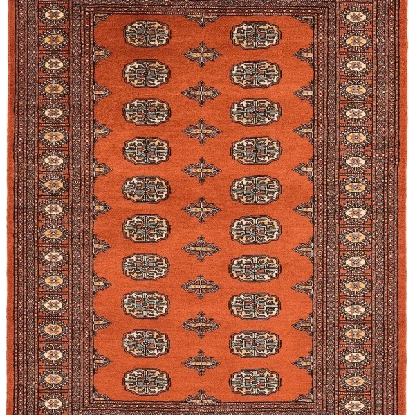 Covor din lana lucrat manual traditional model floral Bokhara Rust 7 mm 60x180 cm BOKR060180RUST