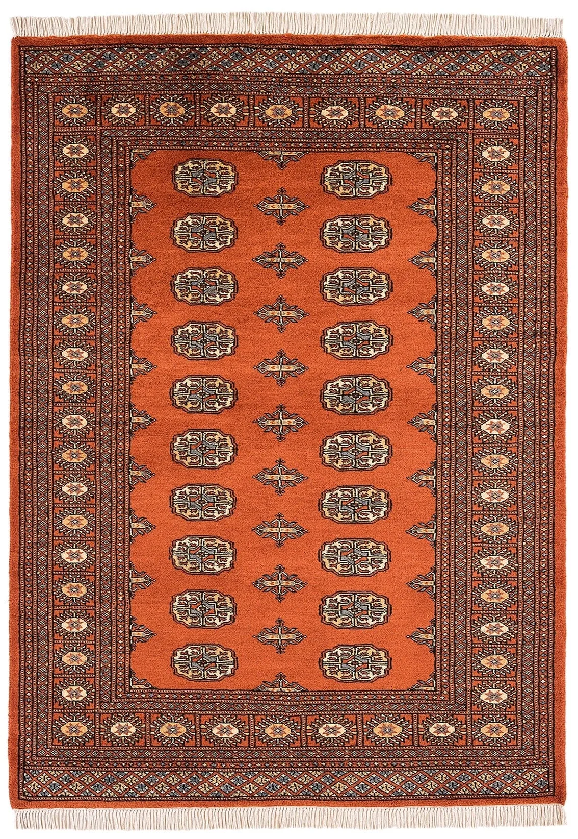 Covor din lana lucrat manual traditional model floral Bokhara Rust 7 mm 60×180 cm BOKR060180RUST