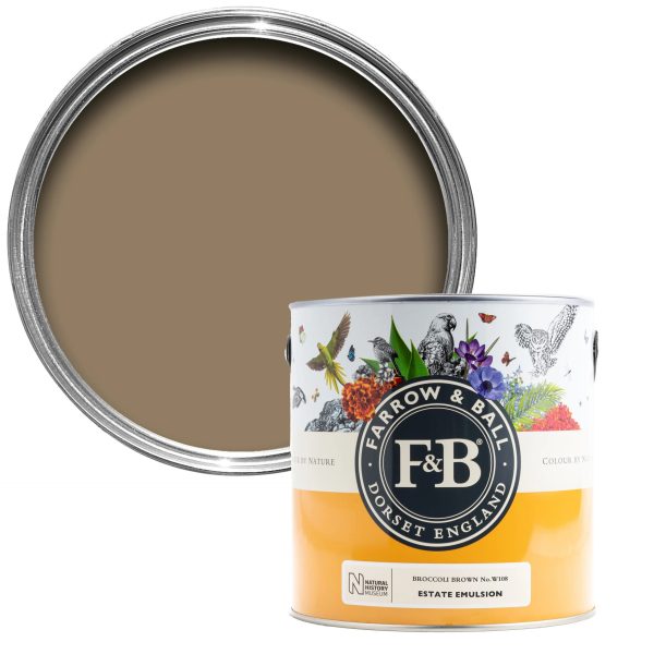 Vopsea maro satinata 20 la suta luciu pentru exterior Farrow and Ball Exterior Eggshell NHM Broccoli Brown No.W108 750 ml