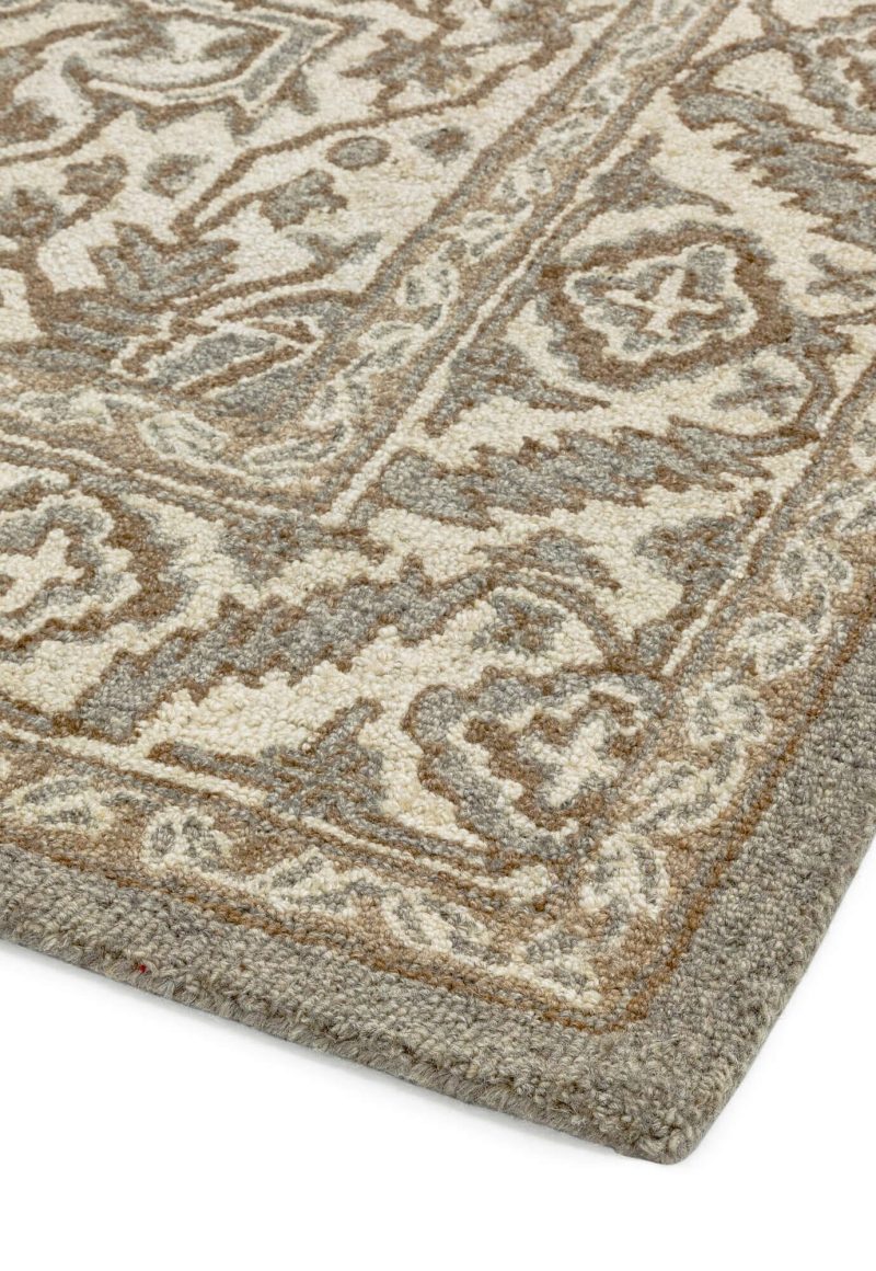 Covor pufos natural din lana lucrat manual traditional model floral Bronte Natural 9 mm 200x290 cm BRON200290NATU - imagine 3