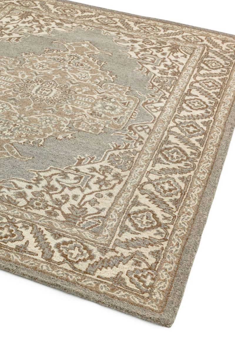 Covor pufos natural din lana lucrat manual traditional model floral Bronte Natural 9 mm 200x290 cm BRON200290NATU - imagine 2