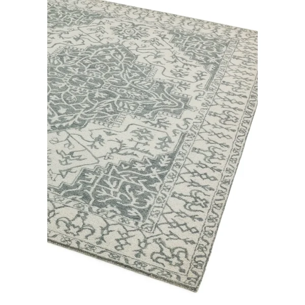 Covor pufos argintiu gri din lana lucrat manual traditional model floral Bronte Silver Grey 9 mm 200x290 cm BRON200290SILV