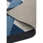 Covor albastru geometric, lână New Zealand, Camden Blue, 120x170 cm
