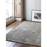 Covor negru alb din lana new zealand rayon lucrat manual modern model geometric Camden Black White 5 mm 160x230 cm CAMD160230BLAC