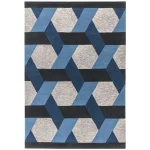 Covor albastru din lana new zealand rayon lucrat manual modern model geometric Camden Blue 5 mm 200×300 cm CAMD200300BLUE