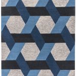 Covor albastru din lana new zealand rayon lucrat manual modern model geometric Camden Blue 5 mm 120×170 cm CAMD120170BLUE