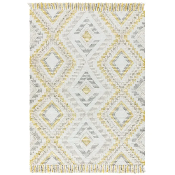 Covor mustar lucrat manual modern model geometric Carlton Mustard 2-14 mm 120x170 cm CARL120170MUST