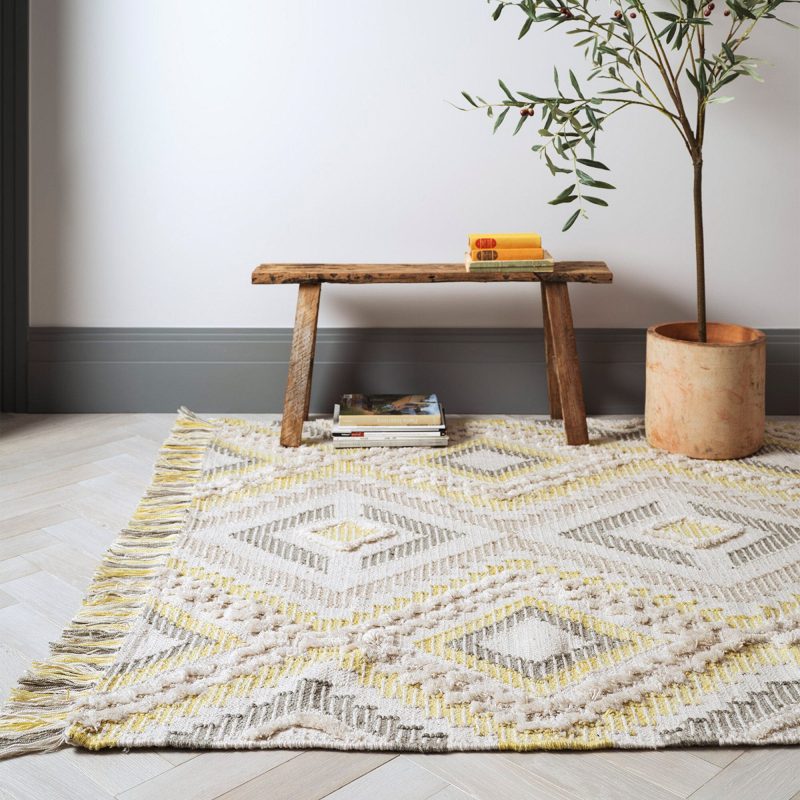 Covor mustar lucrat manual modern model geometric Carlton Mustard 2-14 mm 200x290 cm CARL200290MUST - imagine 2