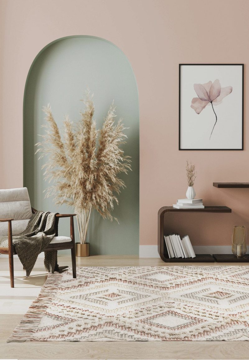 Covor roz lucrat manual modern model geometric Carlton Pink 2-14 mm 200x290 cm CARL200290PINK - imagine 2