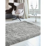 Covor pufos argintiu lucrat manual modern shaggy model uni Cascade Silver 80 mm 65x135 cm CASC065135SILV