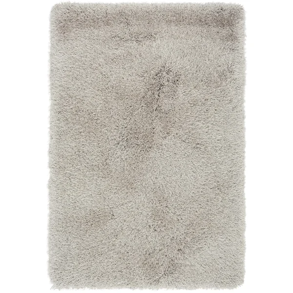Covor pufos argintiu lucrat manual modern shaggy model uni Cascade Silver 80 mm 65x135 cm CASC065135SILV