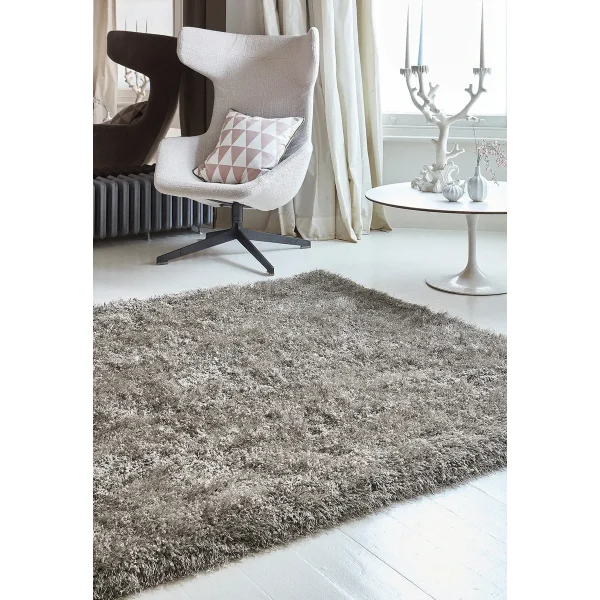 Covor pufos taupe lucrat manual modern shaggy model uni Cascade Taupe 80 mm 65x135 cm CASC065135TAUP