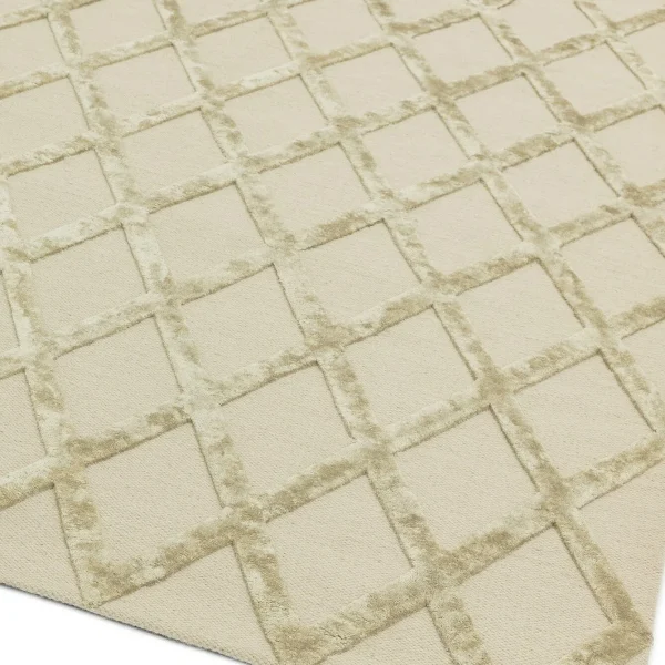 Covor auriu din viscoza lana lucrat manual modern model geometric Dixon Gold Diamond 4-10 mm 120x170 cm DIXO120170GOLD