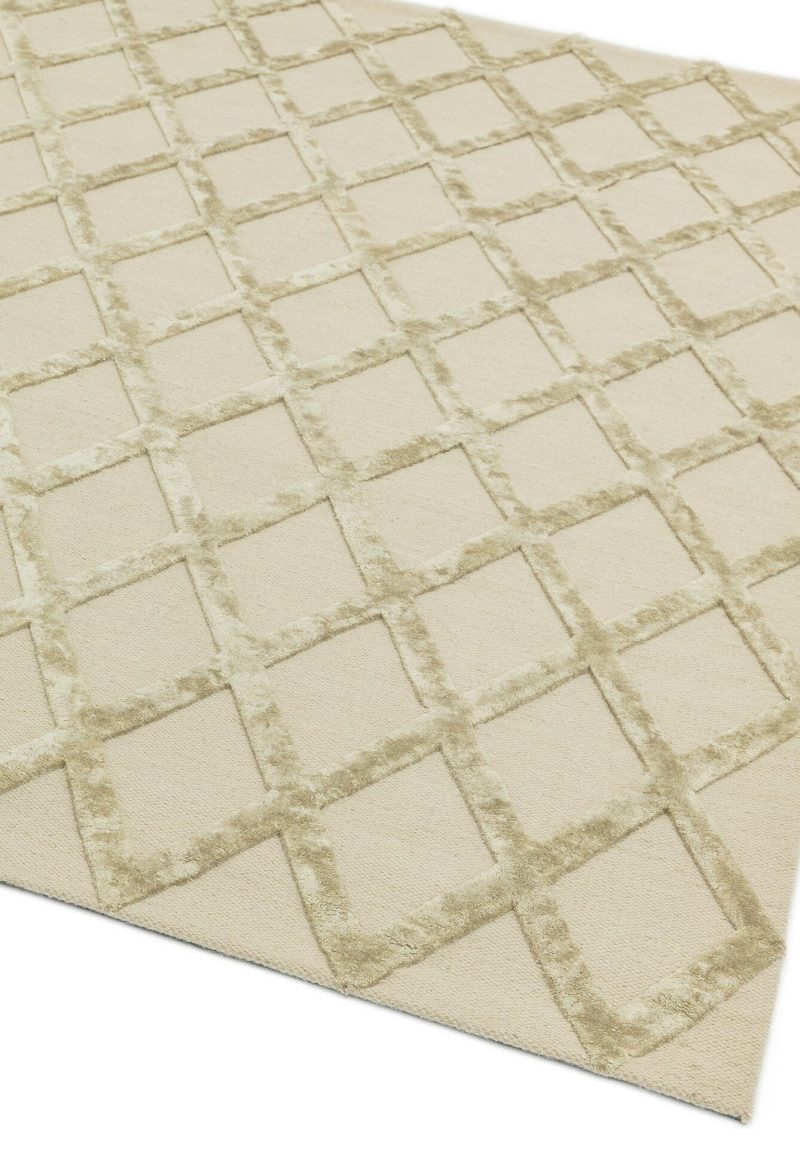 Covor auriu din viscoza lana lucrat manual modern model geometric Dixon Gold Diamond 4-10 mm 120x170 cm DIXO120170GOLD - imagine 2