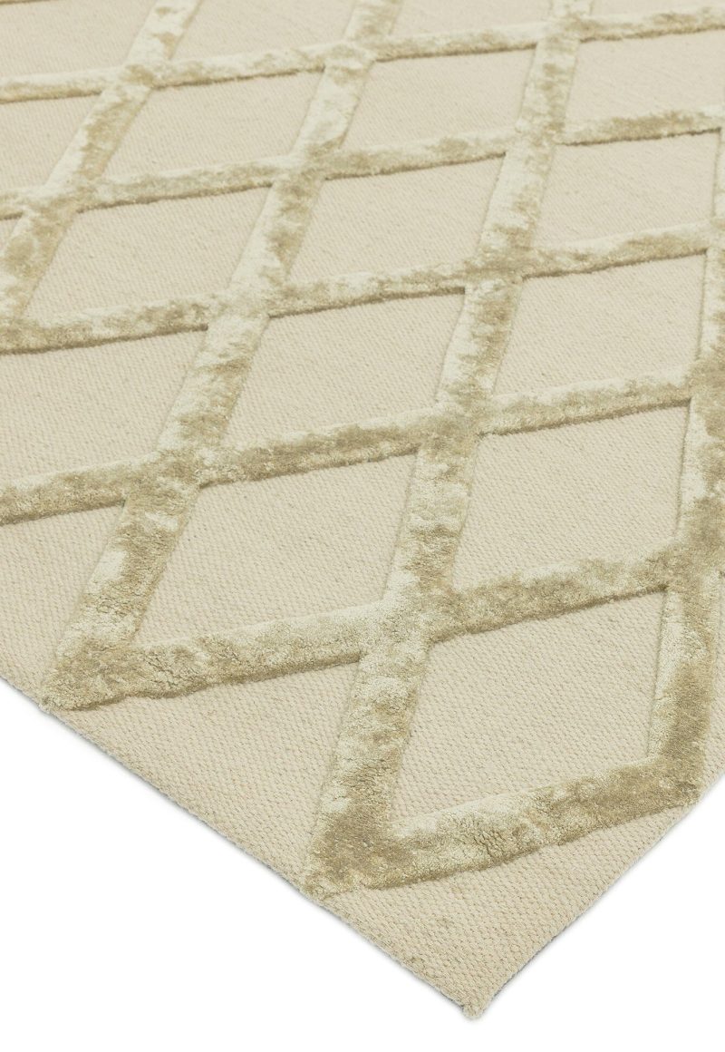 Covor auriu din viscoza lana lucrat manual modern model geometric Dixon Gold Diamond 4-10 mm 120x170 cm DIXO120170GOLD - imagine 3