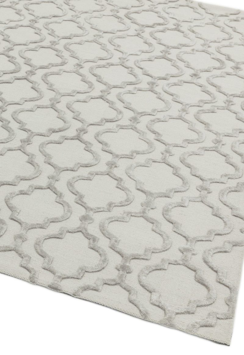 Covor gri din viscoza lana lucrat manual modern model geometric Dixon Grey Ogee 4-10 mm 120x170 cm DIXO120170GREY - imagine 2