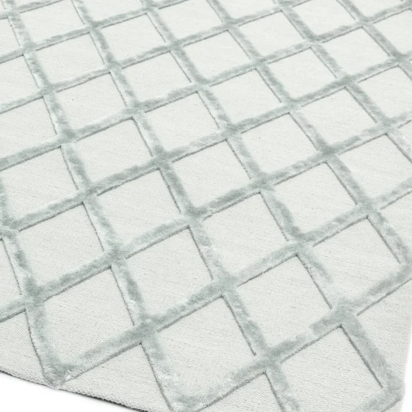 Covor argintiu din viscoza lana lucrat manual modern model geometric Dixon Silver Diamond 4-10 mm 120x170 cm DIXO120170SILV