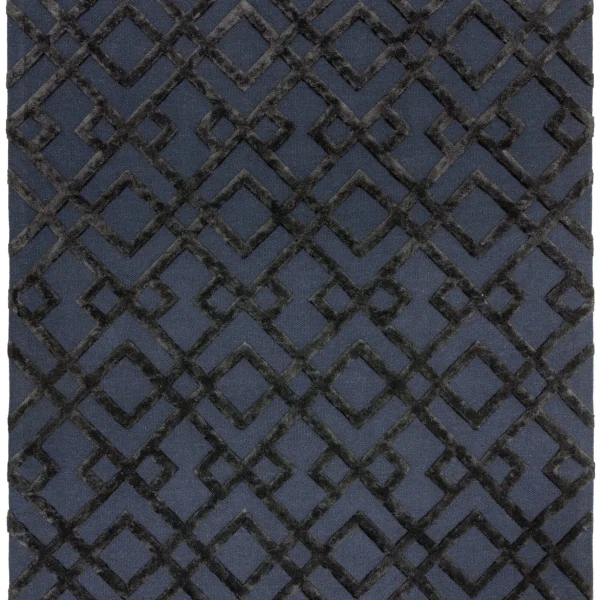 Covor negru din viscoza lana lucrat manual modern model geometric Dixon Black Trellis 4-10 mm 120x170 cm DIXO120170BLAC