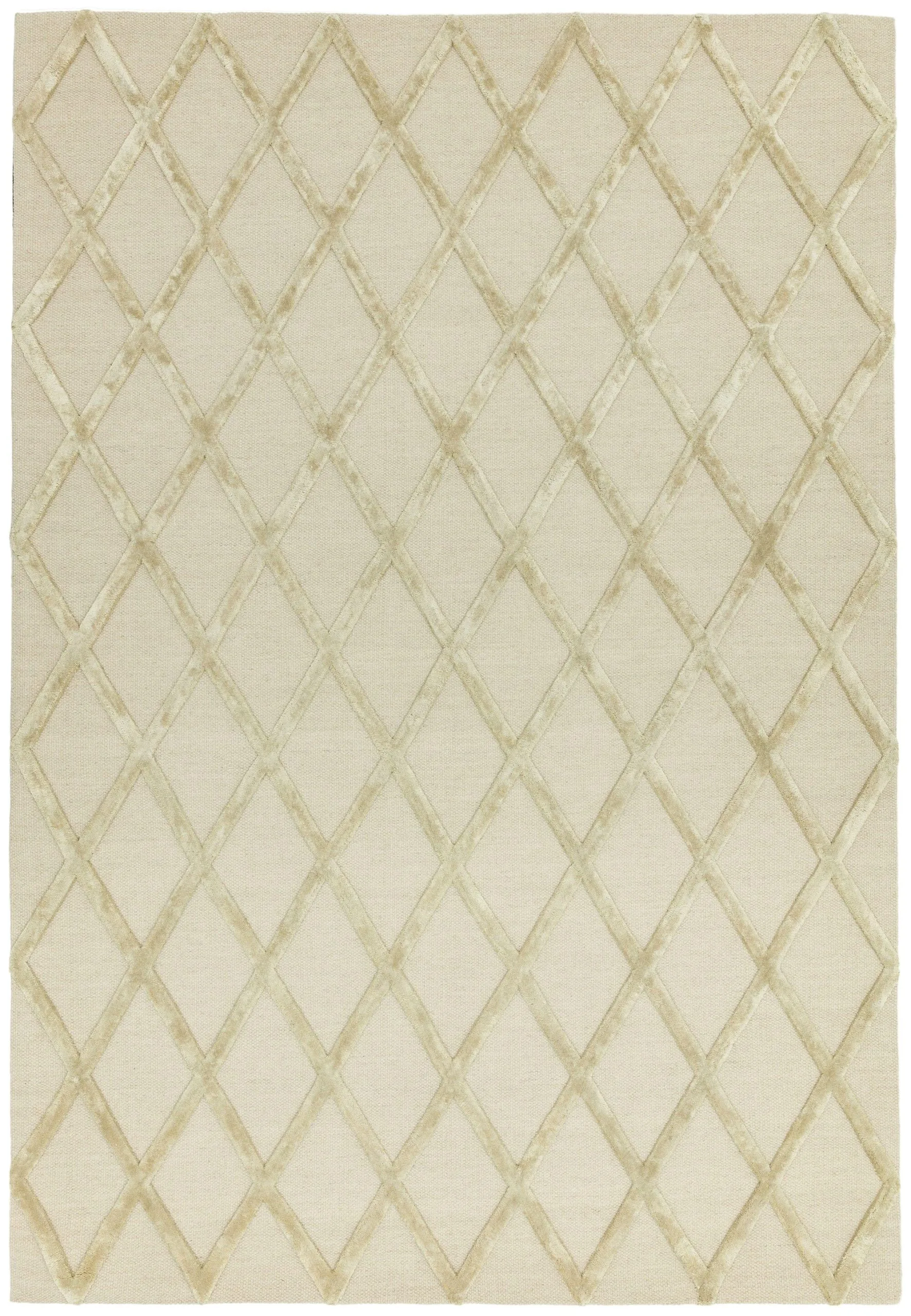 Covor auriu din viscoza lana lucrat manual modern model geometric Dixon Gold Diamond 4-10 mm 120×170 cm DIXO120170GOLD