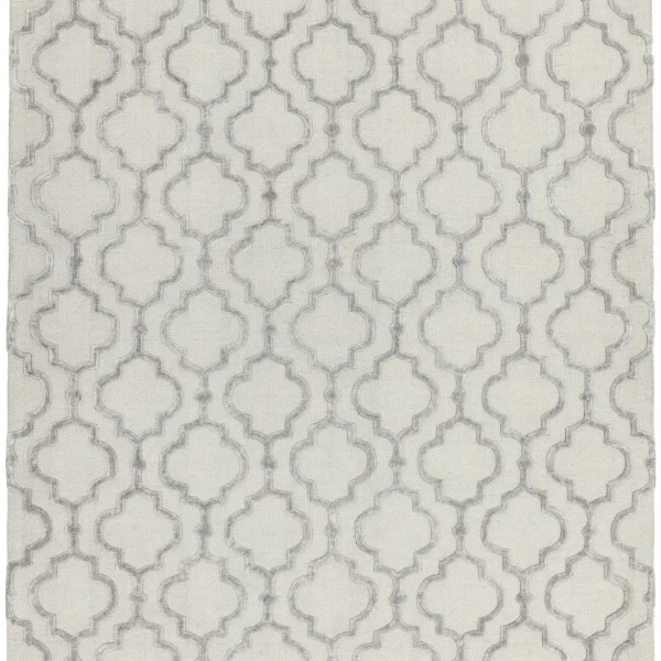 Covor gri din viscoza lana lucrat manual modern model geometric Dixon Grey Ogee 4-10 mm 120x170 cm DIXO120170GREY