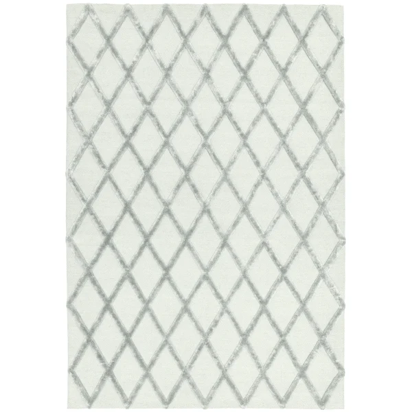 Covor argintiu din viscoza lana lucrat manual modern model geometric Dixon Silver Diamond 4-10 mm 120x170 cm DIXO120170SILV