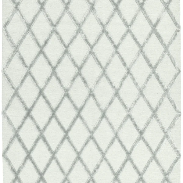Covor argintiu din viscoza lana lucrat manual modern model geometric Dixon Silver Diamond 4-10 mm 120x170 cm DIXO120170SILV