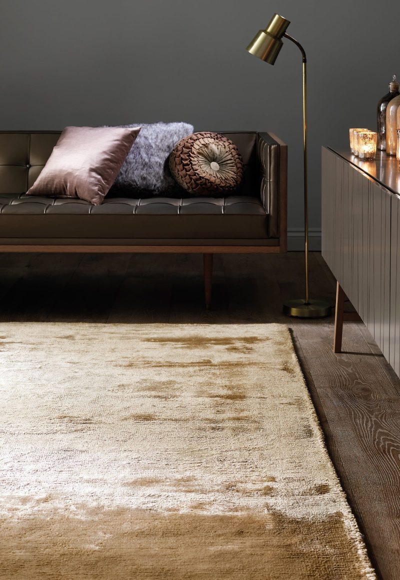 Covor auriu din viscoza bumbac lucrat manual modern model uni Dolce Gold 12 mm 160x230 cm DOLC160230GOLD - imagine 2
