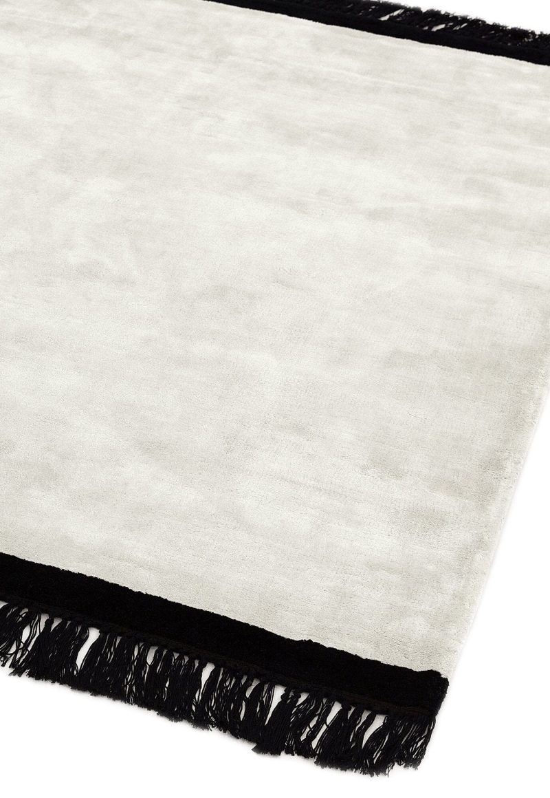 Covor crem negru din vascoza lucrat manual modern model uni Elgin Cream Black 10 mm 120x170 cm ELGI120170CREA - imagine 3