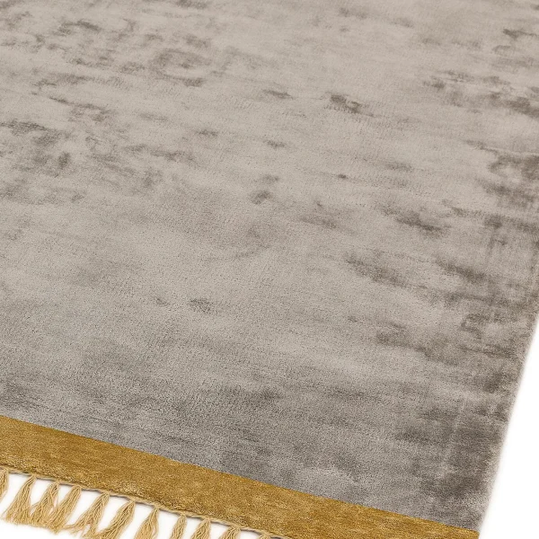 Covor argintiu din vascoza lucrat manual modern model uni Elgin Silver Mustard 10 mm 120x170 cm ELGI120170SILV