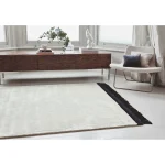 Covor crem negru din vascoza lucrat manual modern model uni Elgin Cream Black 10 mm 120x170 cm ELGI120170CREA