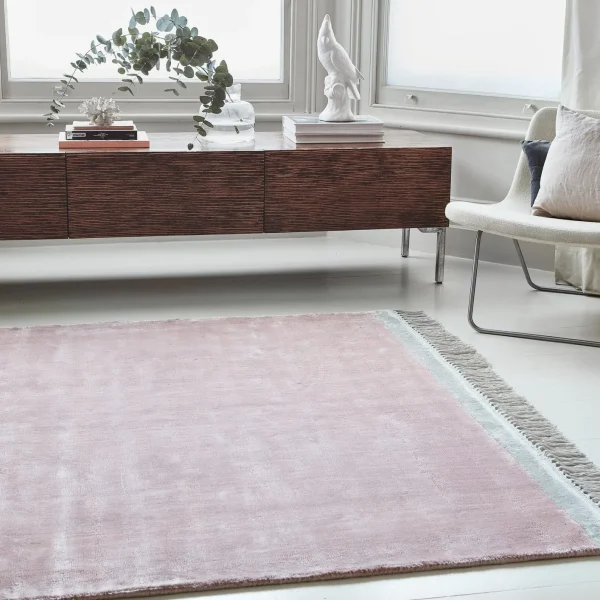 Covor roz din vascoza lucrat manual modern model uni Elgin Pink Silver 10 mm 120x170 cm ELGI120170PINK