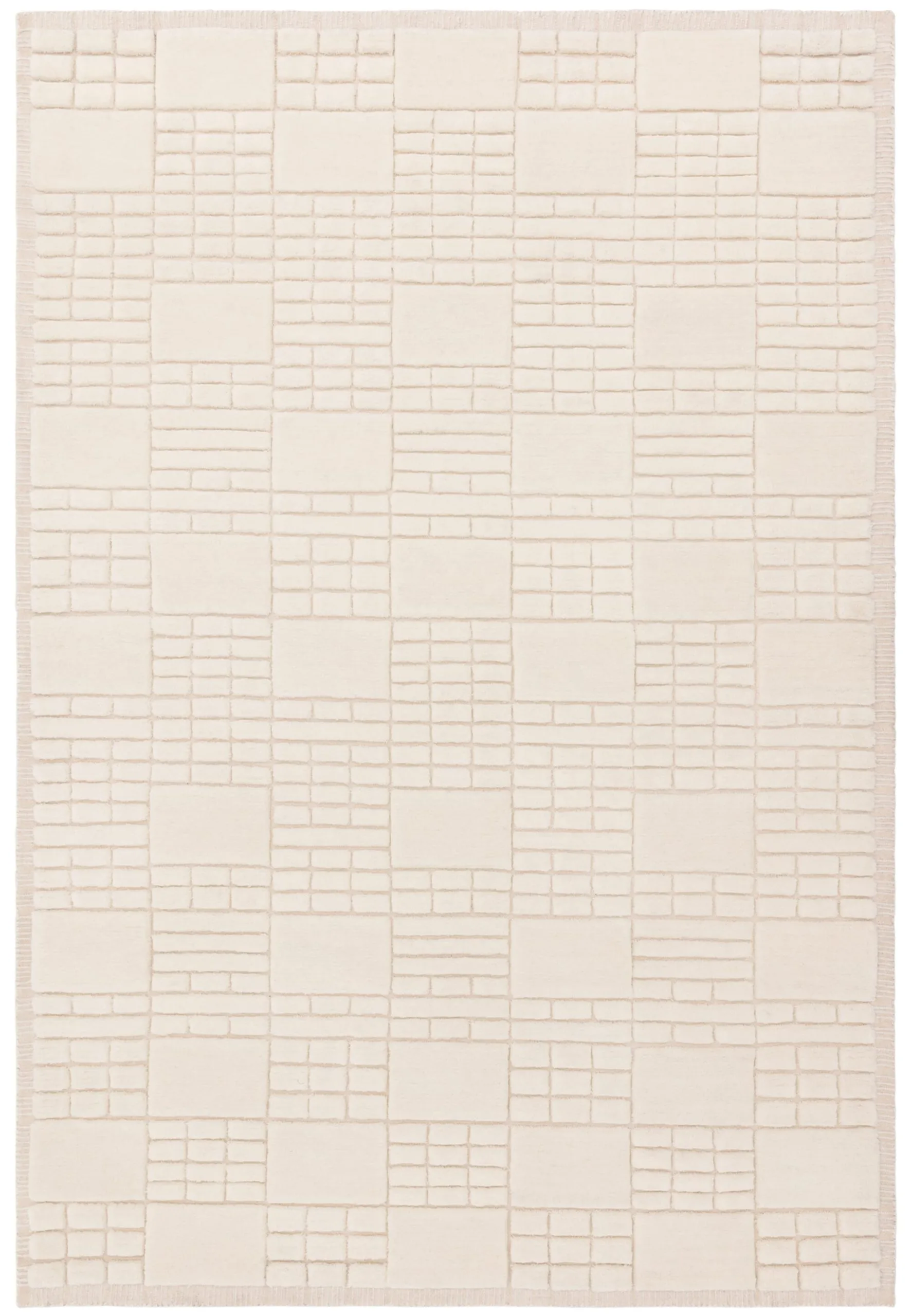 Covor crem neutral din lana noua zeelanda modern model geometric boho Empire Cream Neutral 10-16 mm 120×170 cm EMPI1201700002