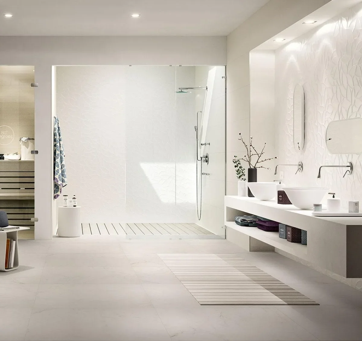 Faianta alba rectificata satinata, baie, Marazzi Essenziale, 40x120 cm, MMFL