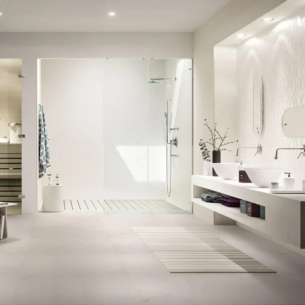 Faianta alba rectificata satinata, baie, Marazzi Essenziale, 40x120 cm, MMFL