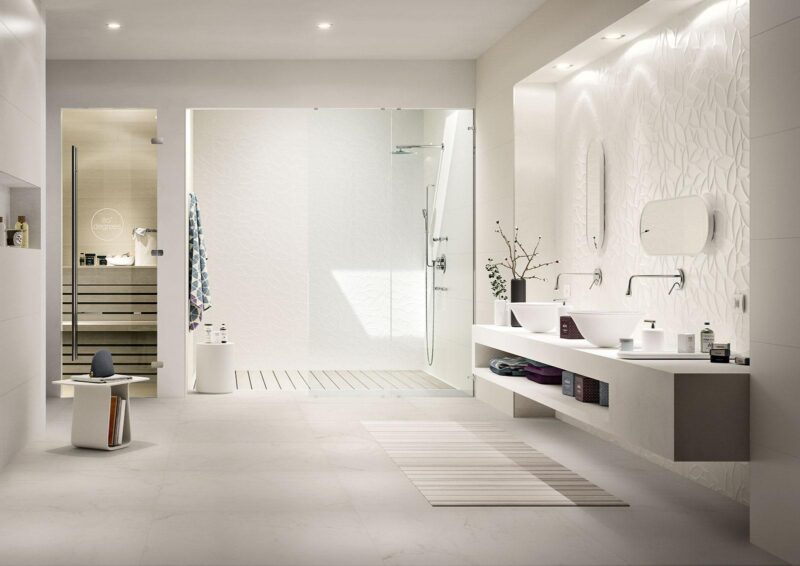 Faianta alba rectificata satinata, baie, Marazzi Essenziale, 40x120 cm, MMFL