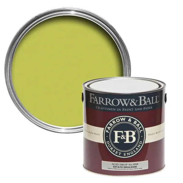 Vopsea verde mata 2 la suta luciu pentru interior Farrow and Ball Estate Emulsion Acid Drop No. 9908 2.5 Litri