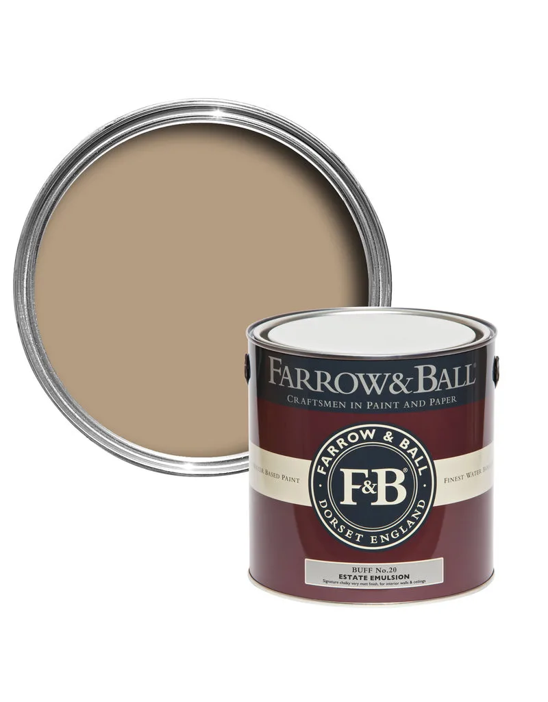 Vopsea bej satinata 20 la suta luciu pentru exterior Farrow and Ball Exterior Eggshell Buff No. 20 2.5 Litri