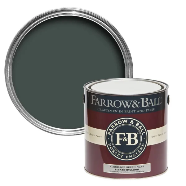 Vopsea verde mata 2 la suta luciu pentru interior Farrow and Ball Estate Emulsion Carriage Green No. 94 2.5 Litri