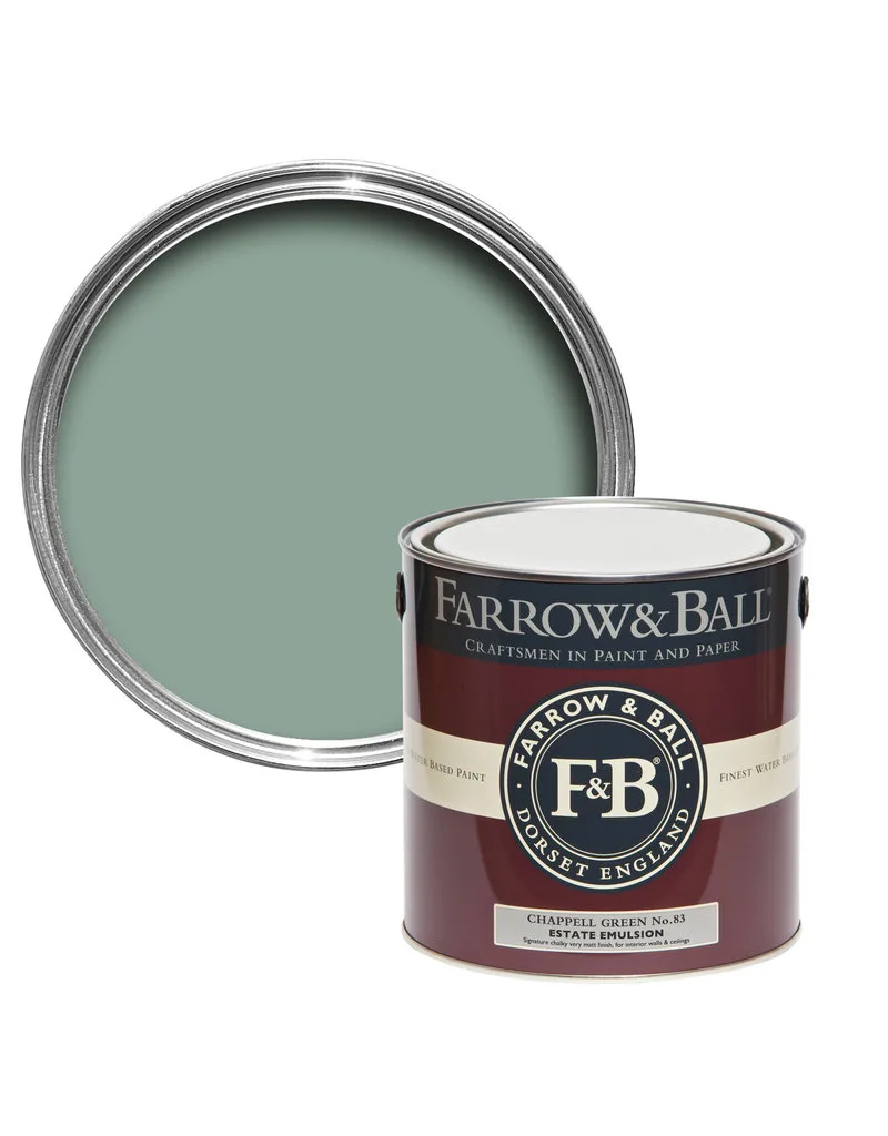 Vopsea verde mata 2 la suta luciu pentru interior Farrow and Ball Casein Distemper Chappell Green No. 83 2.5 Litri