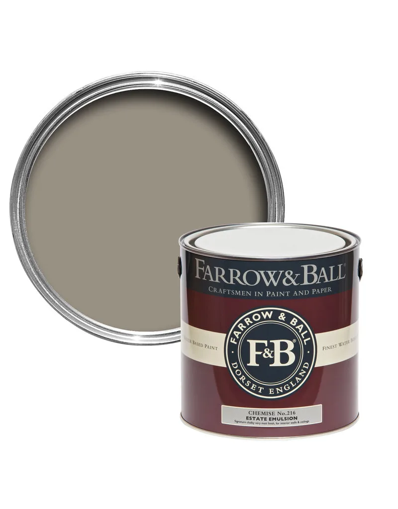 Vopsea gri satinata 20 la suta luciu pentru exterior Farrow and Ball Exterior Eggshell Chemise No. 216 750 ml