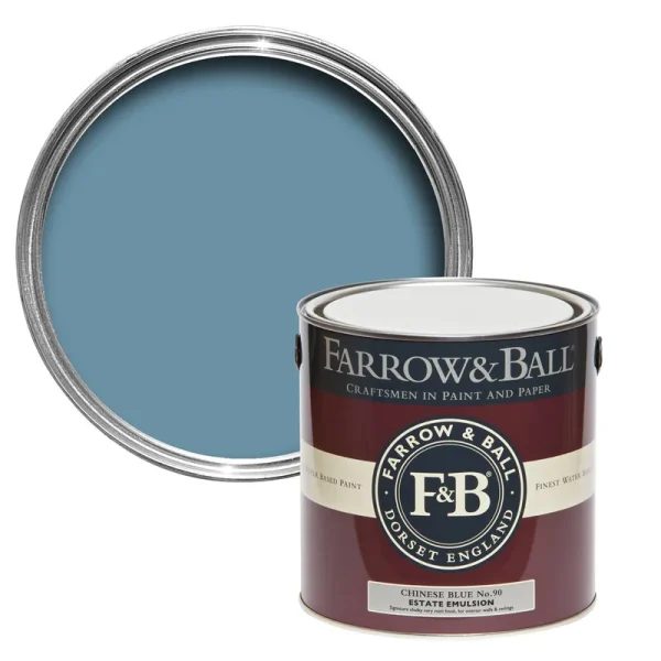 Vopsea albastra mata 2 la suta luciu pentru interior Farrow and Ball Estate Emulsion Chinese Blue No. 90 2.5 Litri
