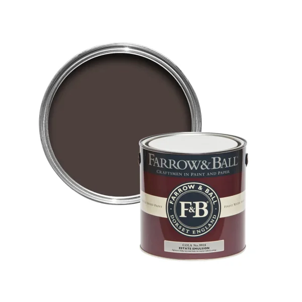 Vopsea maro mata 2 la suta luciu pentru interior Farrow and Ball Estate Emulsion Cola No. 9918 2.5 Litri