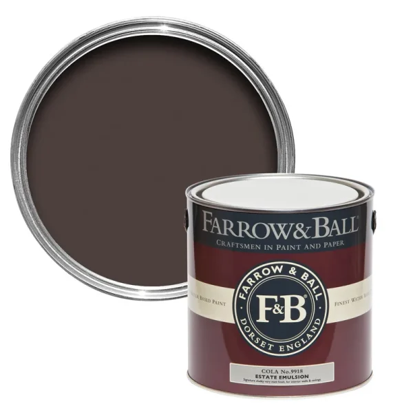 Vopsea maro mata 2 la suta luciu pentru interior Farrow and Ball Estate Emulsion Cola No. 9918 2.5 Litri