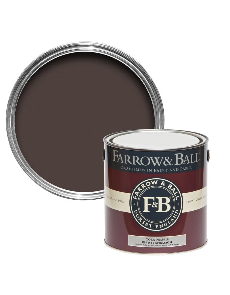Vopsea maro mata 2 la suta luciu pentru interior Farrow and Ball Estate Emulsion Cola No. 9918 5 Litri