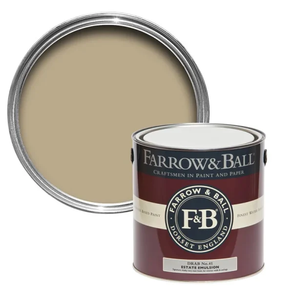 Vopsea maro mata 2 la suta luciu pentru interior Farrow and Ball Estate Emulsion Drab No. 41 2.5 Litri