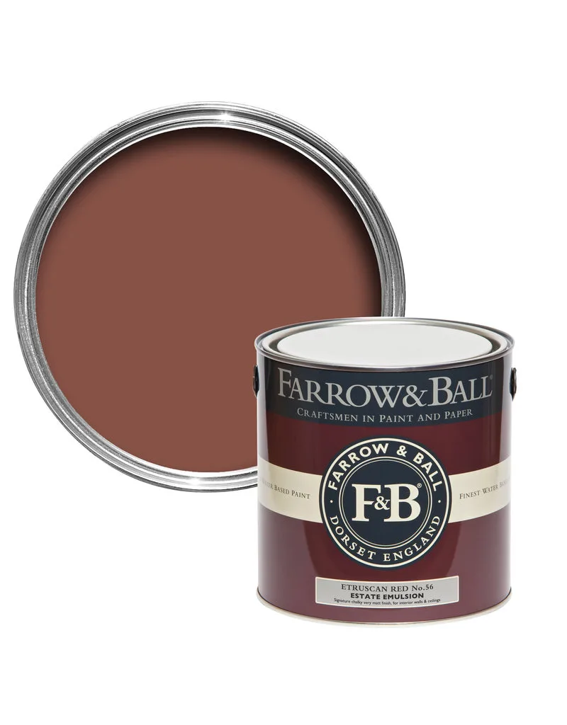Vopsea maro satinata 20 la suta luciu pentru interior Farrow and Ball Estate Eggshell Etruscan Red No. 56 2.5 Litri
