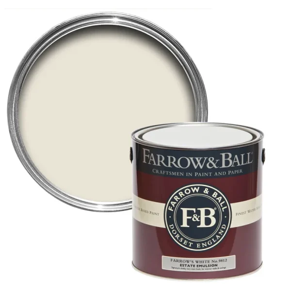 Vopsea alba mata 2 la suta luciu pentru interior Farrow and Ball Estate Emulsion No. 9812 2.5 Litri