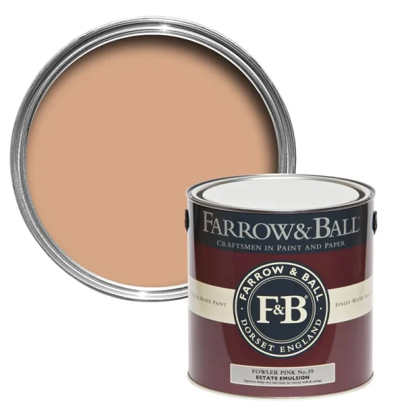 Vopsea roz mata 2 la suta luciu pentru interior Farrow and Ball Estate Emulsion Fowler Pink No. 39 2.5 Litri